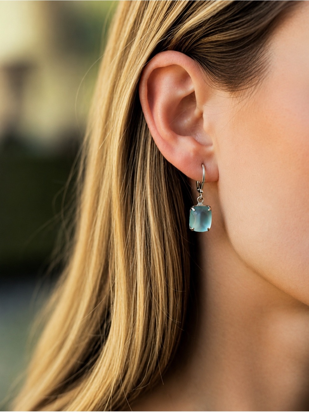 Dainty Vintage Austrian Frosted light blue Crystal Drop Earrings